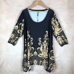 WHITE MARK 3/4 Sleeve Asymmetrical Black Printed Tunic NWT 1XL Size 1X Photo 3