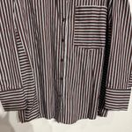 Topshop  Brown Striped Button Down Shirt Sz M Photo 3