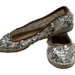 Daniela Polo espadrille textured sparkly SEQUINED ballet flats Silver Size 7 Photo 0