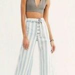 Boyish wide leg striped long denim jeans button front size 26 Blue Photo 0