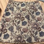 Loft Outlet Ladies Skirt Size 8 Lined Cream Floral Pattern Dusty Rose, Blue Photo 0
