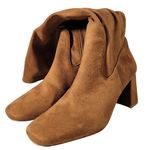 Nordstrom Rack  Tan Suede Square Toe Block‎ Heel Knee High Boots Women Size 5 Photo 6