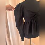 Abercrombie & Fitch Women's XS Black Long Puff Sleeve Smocked Peplum Fairy Top Photo 3