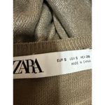 ZARA  Women's Beige Tan Metallic Long Sleeve Crew Neck Pullover Sweater Top Sz S Photo 2