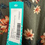 Nine Britton  Top Women’s Sz Small Billie Tie Front Brushed Knit Olive Floral NWT Photo 5