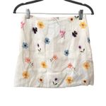 SUMMER AWAY Lenora Pressed Flower‎ Linen Mini Skirt NWT Small White Photo 2