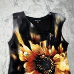 Saint Tropez West  Dress Womens‎ 14 Black Yellow Floral Sheath Sunflower Colorful Photo 3