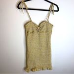 Storia Yellow Ditsy Floral Sweetheart Neck Smocked Mini Dress M Photo 2