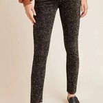 Anthropologie AG Paisley Velvet Black Tan Gold Print Skinny Jeans Cigarette pant Photo 0