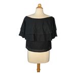 Banana Republic  Eyelet Top‎ Off Shoulder Ruffle Tiered Black Women Size Small Photo 2