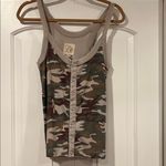Chaser Brand Women's Double Scoop Crop Henley Tank Camo SizeS NWT Photo 2