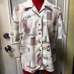 Allison Daley AOF 10 10p petite large button up Blouse shirt tan beach Photo 2