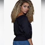 NEW! Black Tie Front Sweatshirt 3/4 Sleeve Top S/M Goth Festival Relaxed Fit Photo 3