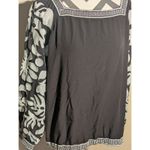 Layerz of Clothing Black Embroidered Blouse XL Rayon Floral Long Sleeve Bohemian Photo 1