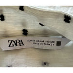 ZARA  Womens Top Size M White Long Sleeve High Neck Embroidery Ruffle Button Det Photo 1