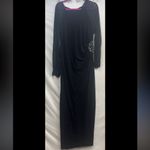 Eliza J  long sleeve sheer crystal sequin embellished black dress evening formal Photo 2