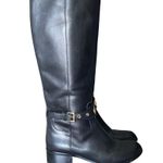Michael Kors Black Leather Knee High Rising Boots size 8 Photo 0
