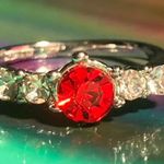 Boutique July Ruby Red Ring Sterling Silver Shine Bedazzled Gemstone Tiara Crystal Y2K Photo 9