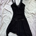 Taboo  Black deep v neckline asymmetrical mini dress with sequins Photo 0