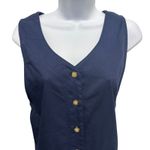 Karen Scott Women Navy Blue Sleeveless Button Front Knee Length Dress Y2K Size M Photo 2