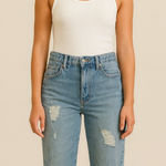 BDG  Light Blue Distressed High-Rise Slim Straight Leg Jeans.     Size-30 Photo 0