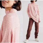 Free People We The Free Pink Casey Ribbed Knit Mock Neck Tunic Longline Sweater Photo 4