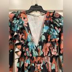 Floral Chiffon Long Sleeve Maxi Dress Blue Size L Photo 2