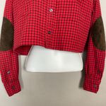 Ralph Lauren Sport Crop Top DIY Elbow Patches Red Plaid Women Size 2 Oversized Photo 4