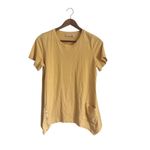 LOGO By Lori Goldstein  Soft Butter Yellow Asymmetrical Short Sleeve Tee Shirt Photo 1