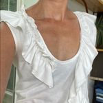 Vera Wang Simply Vera  White Ruffle Scoop Neck Tank Size Medium Petitie Photo 4