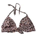 Xhilaration Leopard Cream Brown Bikini Top Ruched Size D/DD no size tag Photo 0