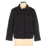 barney's new york Cape Jacket L Black Woven Texture Luxury Herringbone Photo 2
