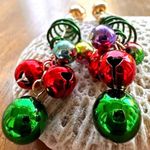 Christmas Tree Earrings New Handmade Jingle Bells Dangle Posts Festive P… Green Photo 9