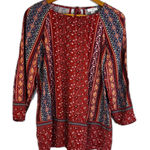 J Jill Boho Handkerchief Peasant Paisley Blouse Cottage Core Size Small Orange Photo 0