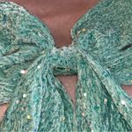 NWOT light blue fuzzy sequined sleeveless prom dress size 6 with large bow Photo 5