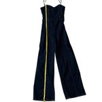 EXPRESS Dark Denim Back Cutout Hyper Sculpt Wide Leg Jumpsuit. Medium Photo 6