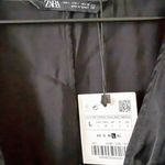 ZARA NWT Long Sleeve Blouson Faux Wrap Dress in Black Size L Photo 5