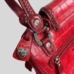 Marc Chantal Croc Embossed Faux Leather Handbag With Heart Accent Hardware Red Photo 2