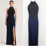 Laurence Kazar Vintage Lawrence Kazar Beaded Gown Women’s Small Navy Silk Mermaid Vibes Photo 1