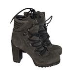 DKNY  Women Suede Platform tie up Ankle Booties Sz 8 Gray NWOT Flawed * BikerCore Photo 0