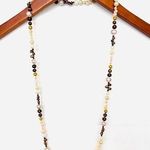 Neutral Beaded Opera Necklace Brown Photo 0