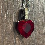 Swavorski Swarovski Red crystal heart silver tone necklace with small stones, preowned Photo 1