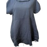 Free People  We The Free Raw Edge Tunic Top S Navy Blue Crushed Cotton Swing Photo 1