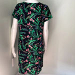 Soma  Soft Stretchy Jersey Knit Short Sleeve Black Floral Tunic Nightgown Medium Photo 5