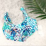 PQ Palmas Blue Tropical Knot Bikini Top Size Small S Photo 1
