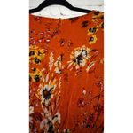 Ny Collection Orange Floral Print Midi Chiffon Dress Smocked Waist Long Sleeve L Photo 6