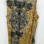 Seven Island Top Women 2X Black Brown Tan Paisley Print Sleeveless Caged Front Photo 0