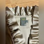 Just Taylor Dress 8 RUFFLE NECK SATIN SHEATH Pencil Evening Cocktail Old Gold Photo 2