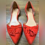 J.Crew Size 8 Woman’s D'Orsay Red Suede Loafer Flats Photo 1