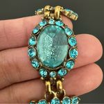 Vintage Unsigned Art Deco Blue Rhinestone Aquamarine Center Rope Chain Bracelet Photo 6